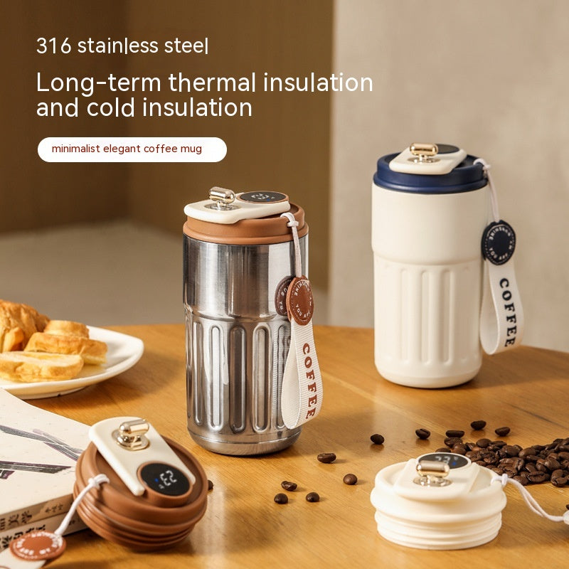 (ONLY  FOR UAE) Smart Digital Thermal Bottle Portable Coffee Mug Stainless Steel Water Bottle In-Car Insulated Cup Keep Cold Vacuum Flasks 450ml