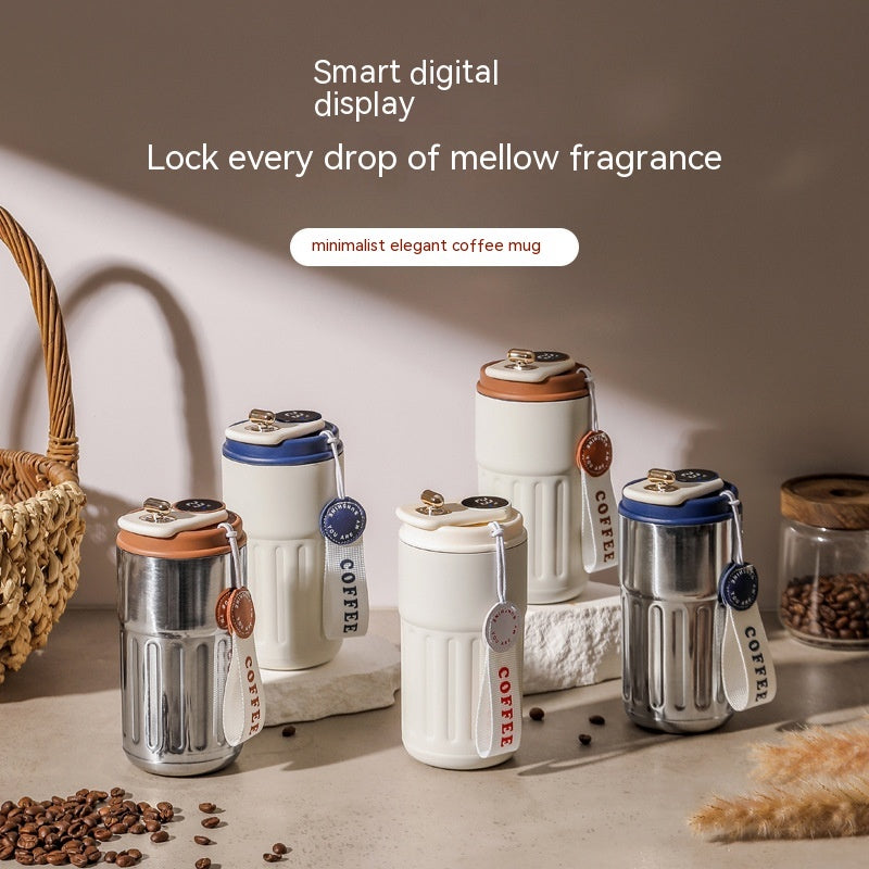 (ONLY  FOR UAE) Smart Digital Thermal Bottle Portable Coffee Mug Stainless Steel Water Bottle In-Car Insulated Cup Keep Cold Vacuum Flasks 450ml